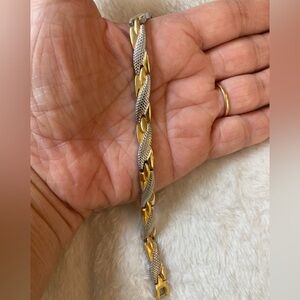 Stainless Steel Unisex‎ Two Tone Bracelet Vintage